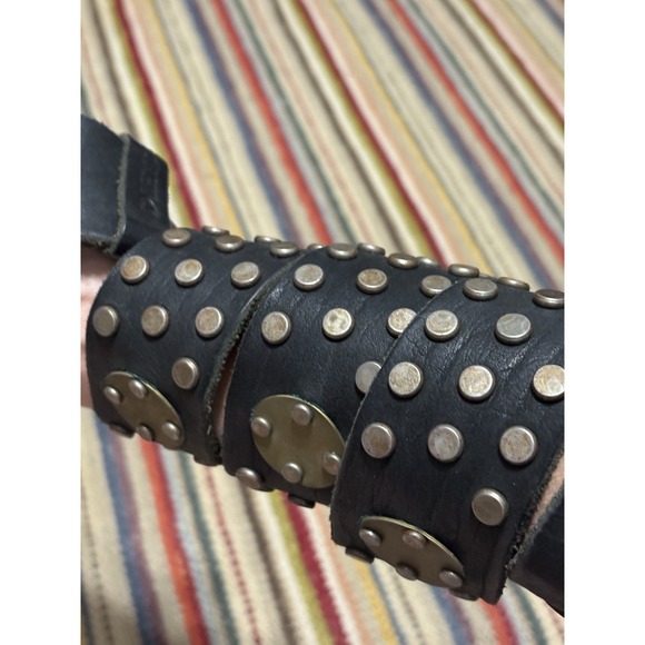 Vintage Diesel Studded Leather Belt Made in Italy Sz 40 Y2K Brass